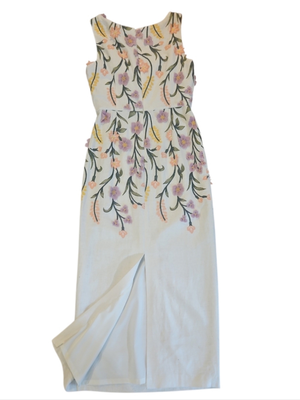 NWT Antonio Melani Halo Floral Embroidered Linen Midi Dress Ivory sz 4 $ 10 - Picture 8 of 12